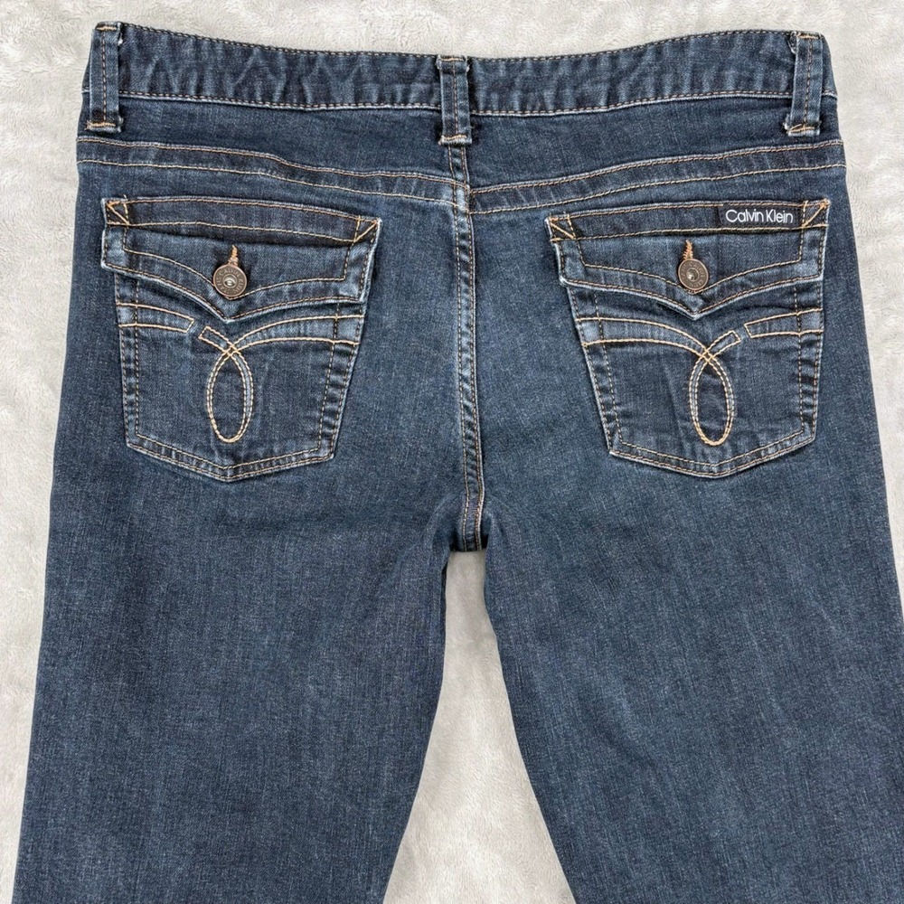 Calvin Klein‎ Jeans Bootcut Women 12 (34x30.5) Dark Blue Lean Boot Flap Pockets